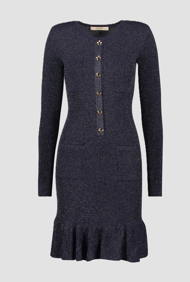 vestido de punto con botones azules