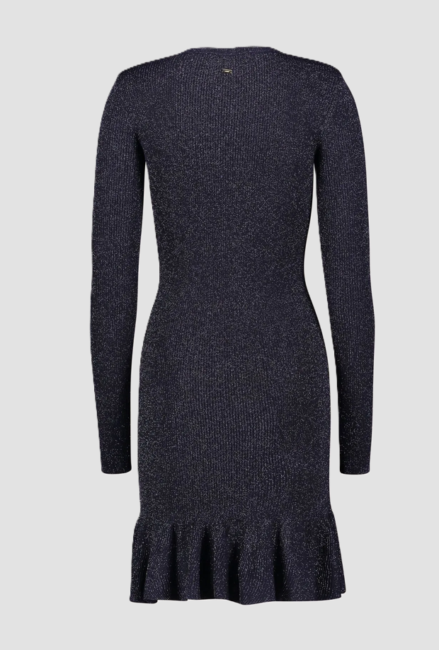 vestido de punto con botones azules