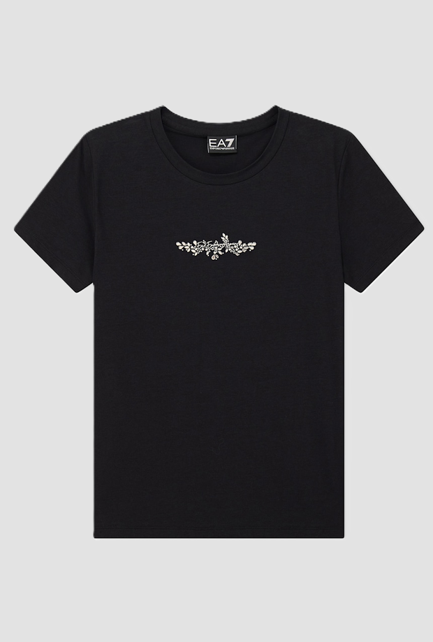 Camiseta con patrón de diamantes de imitación mujer negra