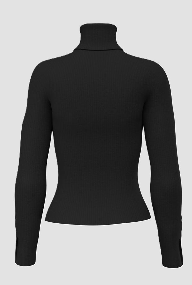 Maille haute col femme noir