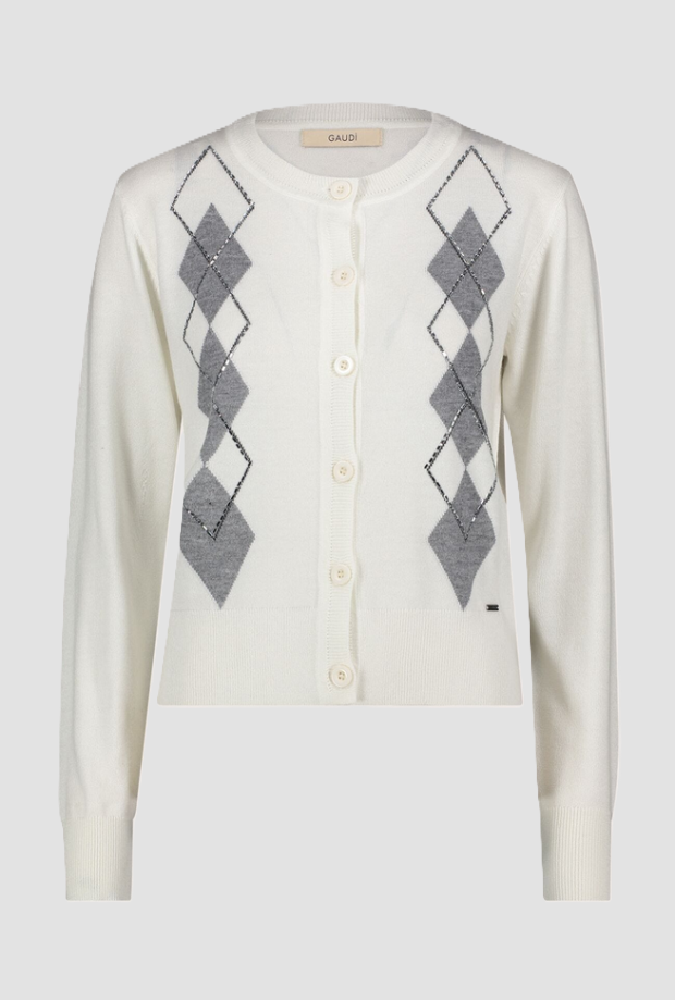 cardigan col rond pour femme ivoire