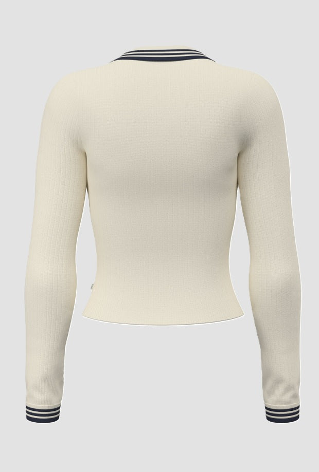 polo con dettagli donna beige