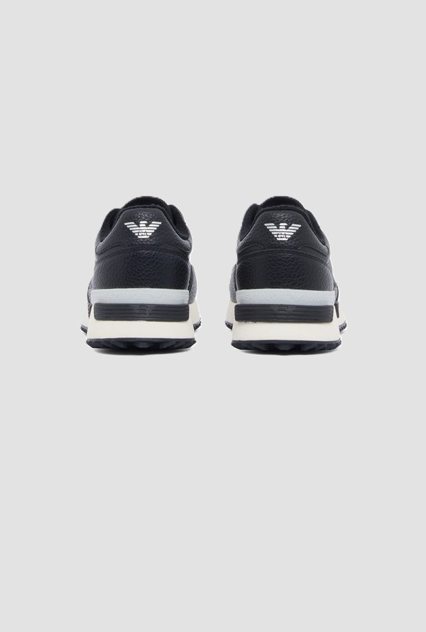scarpe con logo da uomo nero