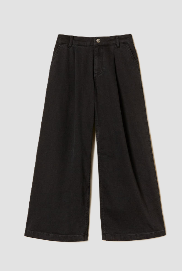 jeans wide leg bambina nero