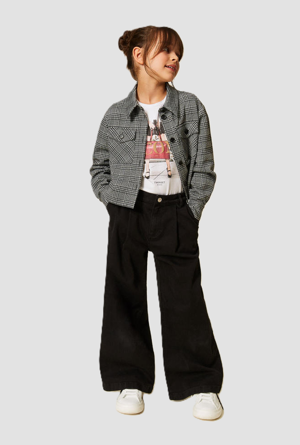 jeans wide leg bambina nero