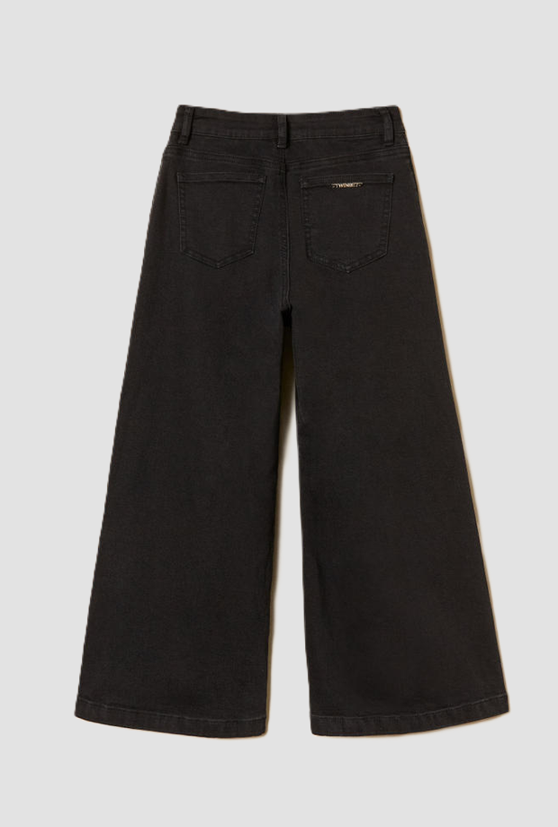 jeans wide leg bambina nero