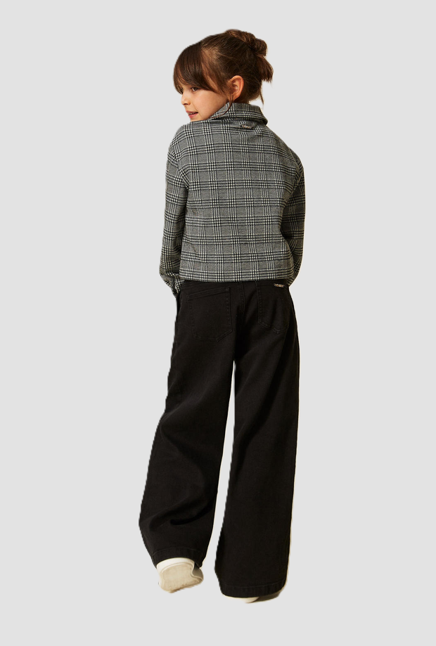 jeans wide leg bambina nero