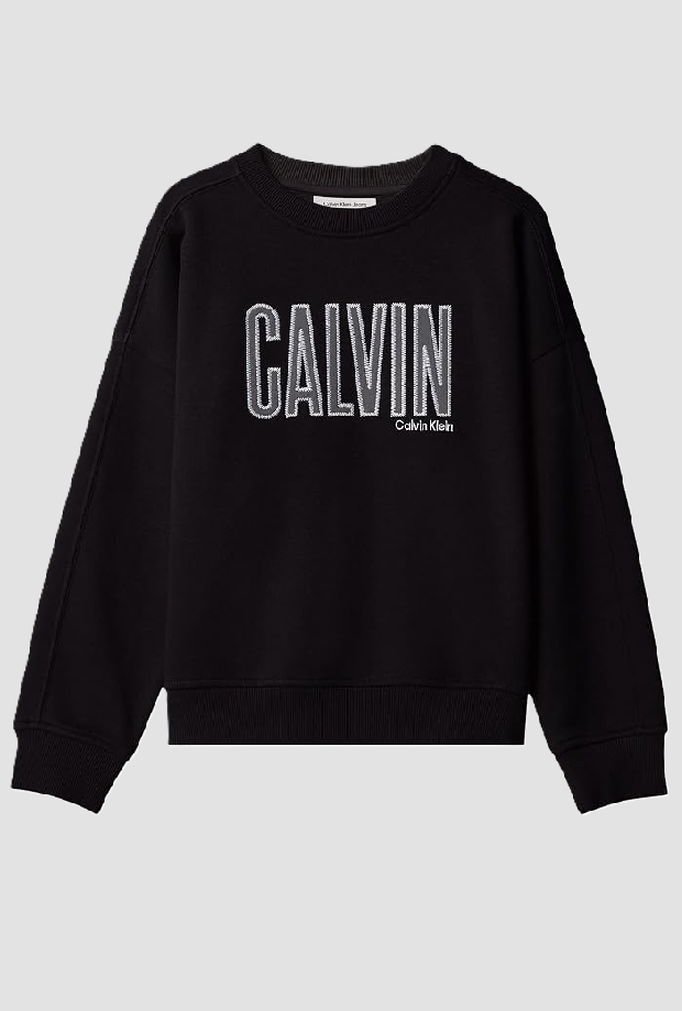 felpa girocollo con logo bambino nero