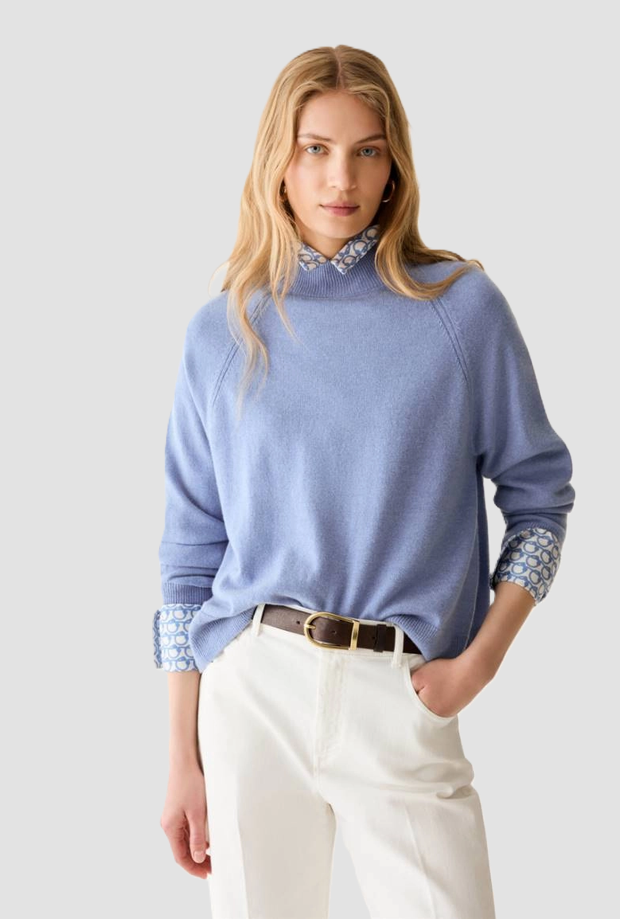 mujer lupetto azul malla