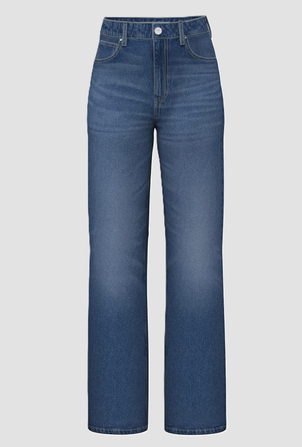 jeans wide leg woman blue medium