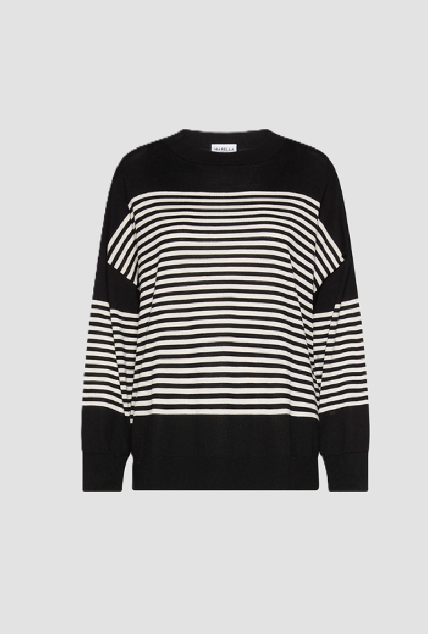 maglia a righe in puro lyocell donna nero-bianco