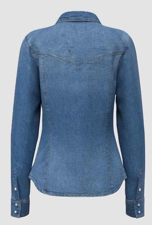 denim shirt blauwe vrouw