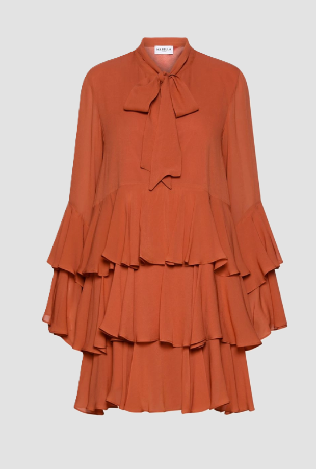 vestido con calva mujer terracotta
