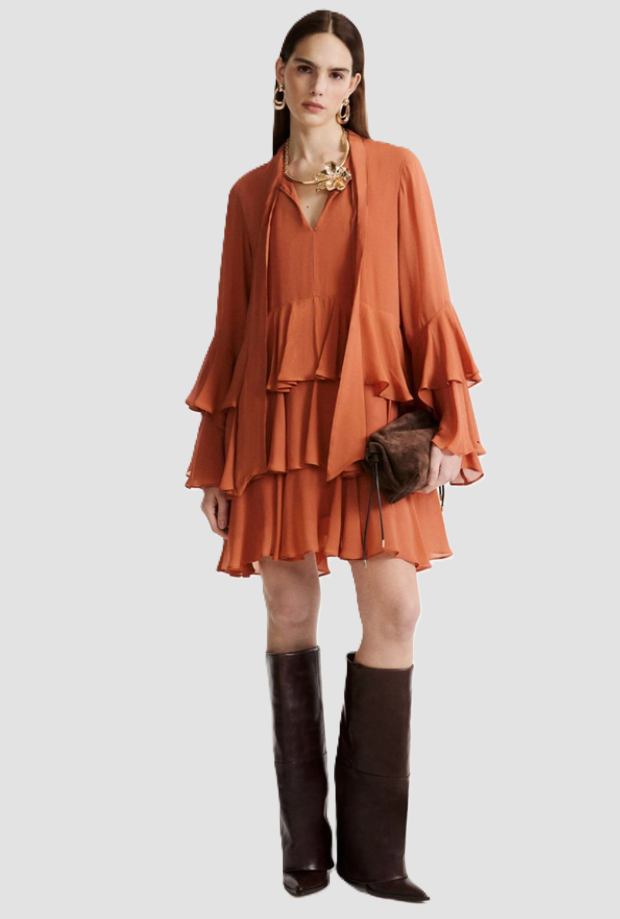 vestido con calva mujer terracotta