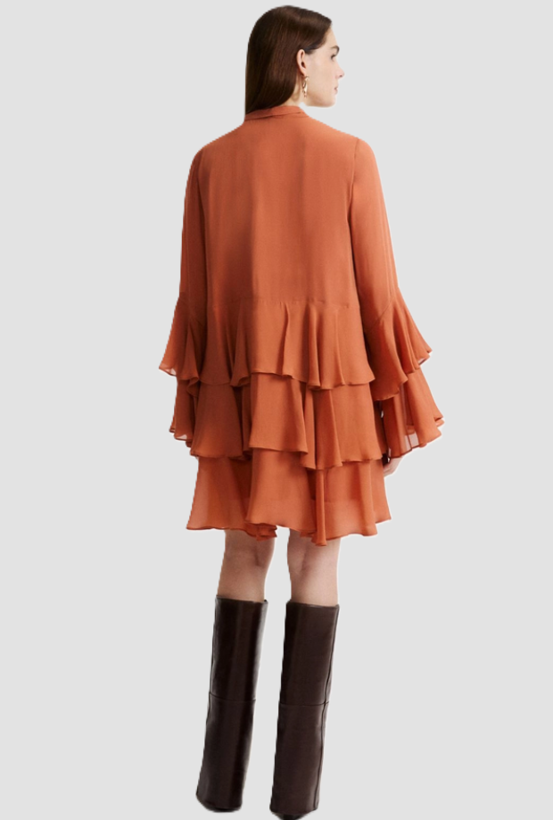 vestido con calva mujer terracotta