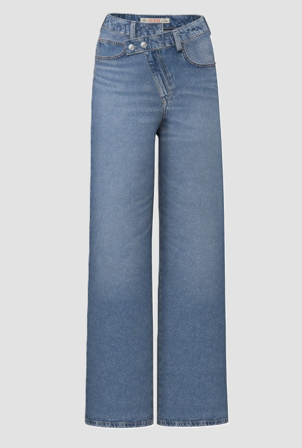 vaqueros ancho pierna mujer azul