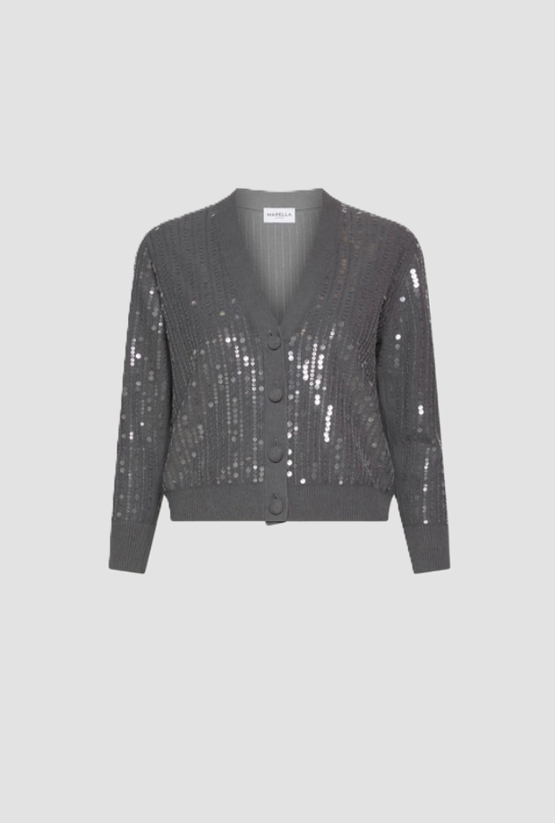 vest met pailletten vrouw grijs