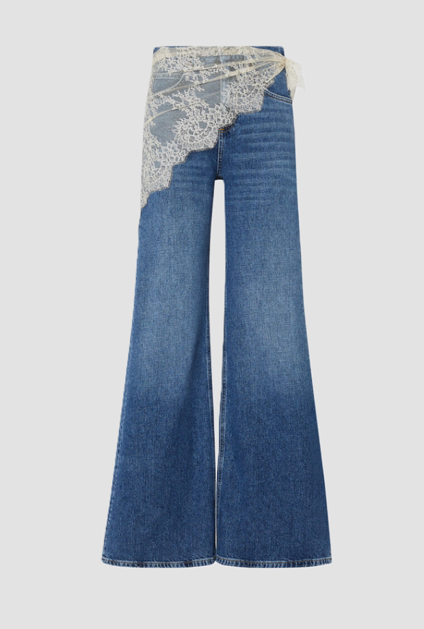 jean avec denim bleu dentelle