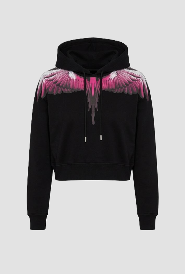 Flügel Ernte Hoodie schwarz-pink