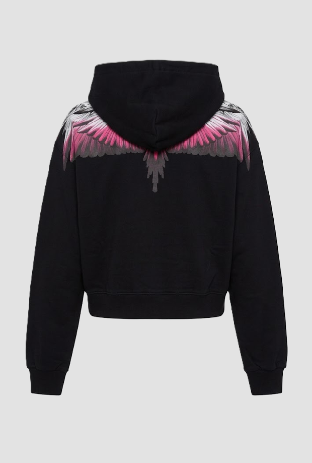 Flügel Ernte Hoodie schwarz-pink