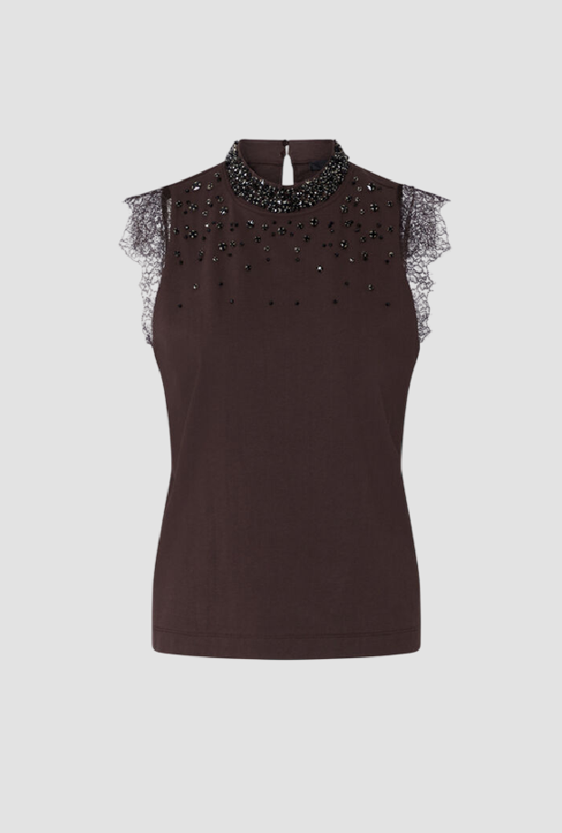 t-shirt with rhinestones woman moka
