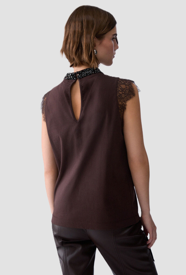 t-shirt with rhinestones woman moka