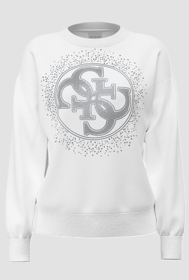 felpa con logo donna bianco