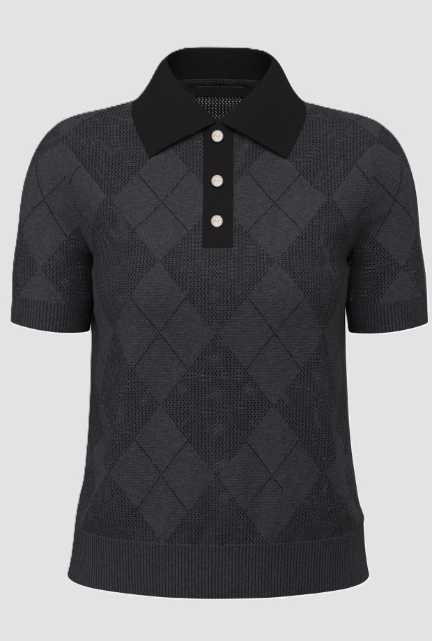 polo de mujer negra de tres botones