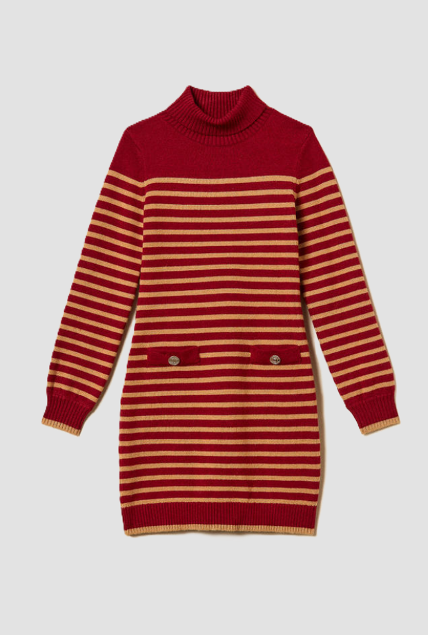 knitted dress red-brown