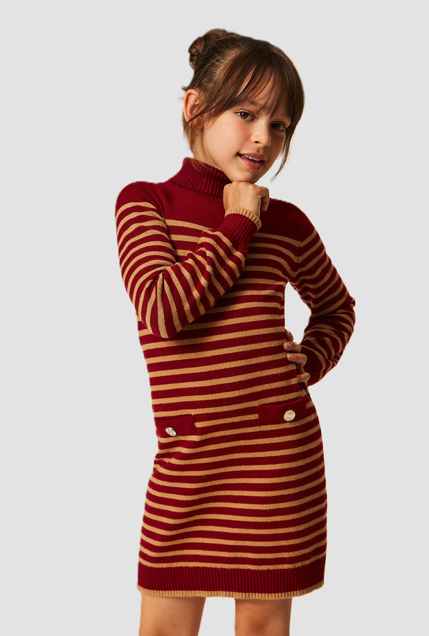 knitted dress red-brown