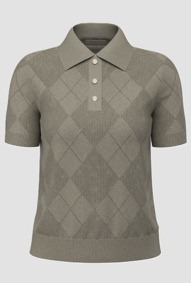 three-button green woman polo