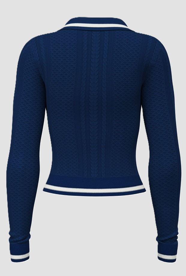suéter de cremallera mujer azul marino