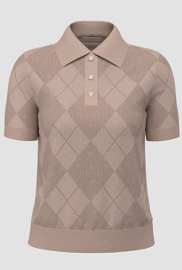 polo de mujer rosa de tres botones