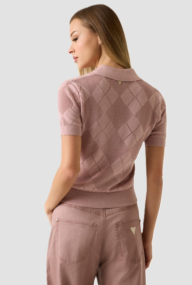 polo de mujer rosa de tres botones