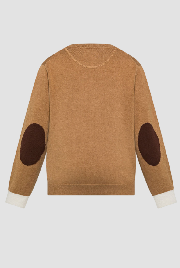 maglia girocollo da bambino cammello