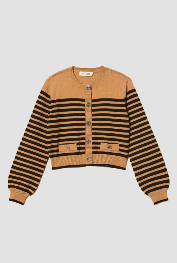 cardigan tejido marrón-negro