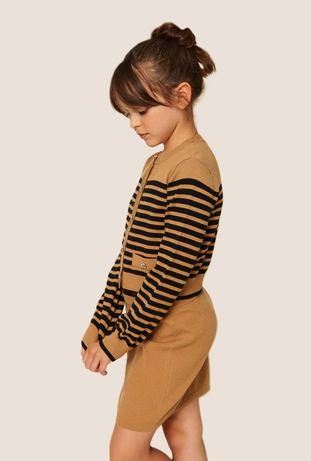 cardigan tejido marrón-negro