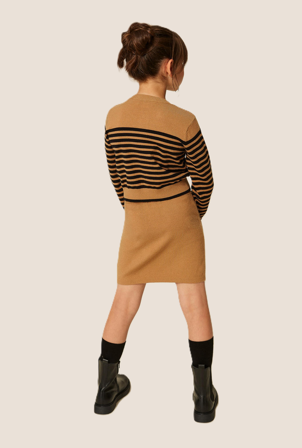 cardigan tejido marrón-negro