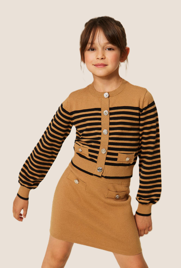 cardigan tejido marrón-negro