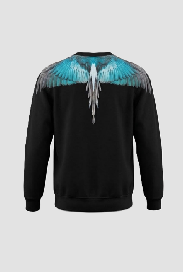 Flügel schwarz-blau Crew Nacken Sweatshirt