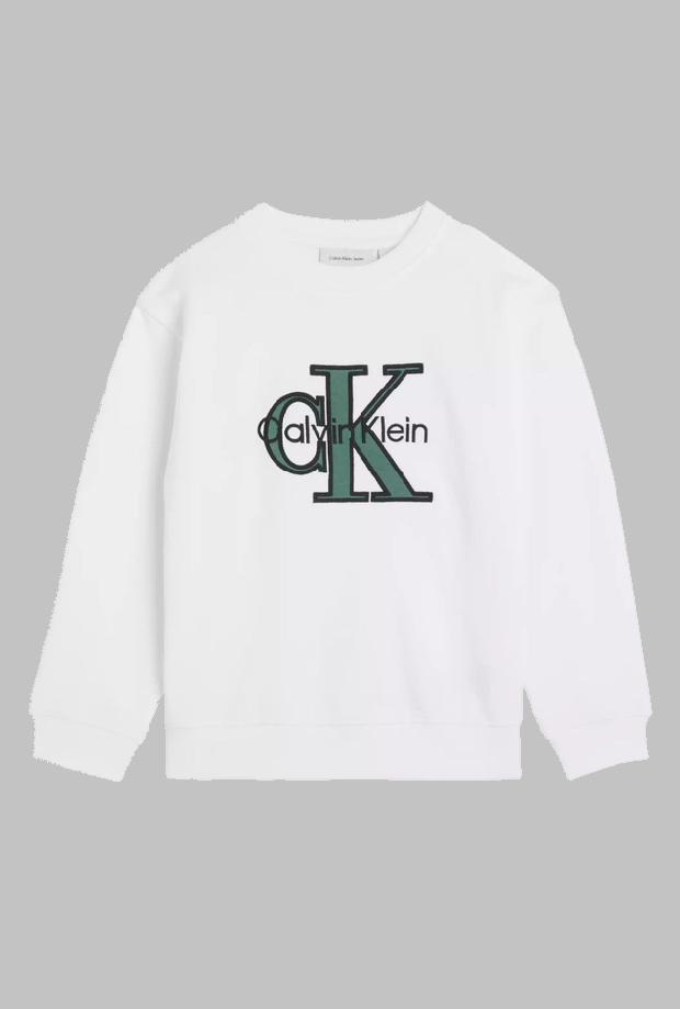 felpa girocollo con logo bambino bianco
