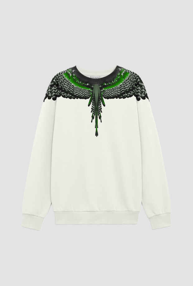 Sweatshirt Flügel rund Hals weiß Mann
