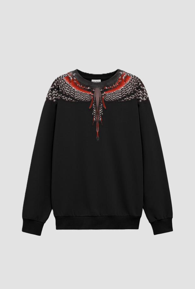 Sweatshirt Flügel Crew Hals schwarz