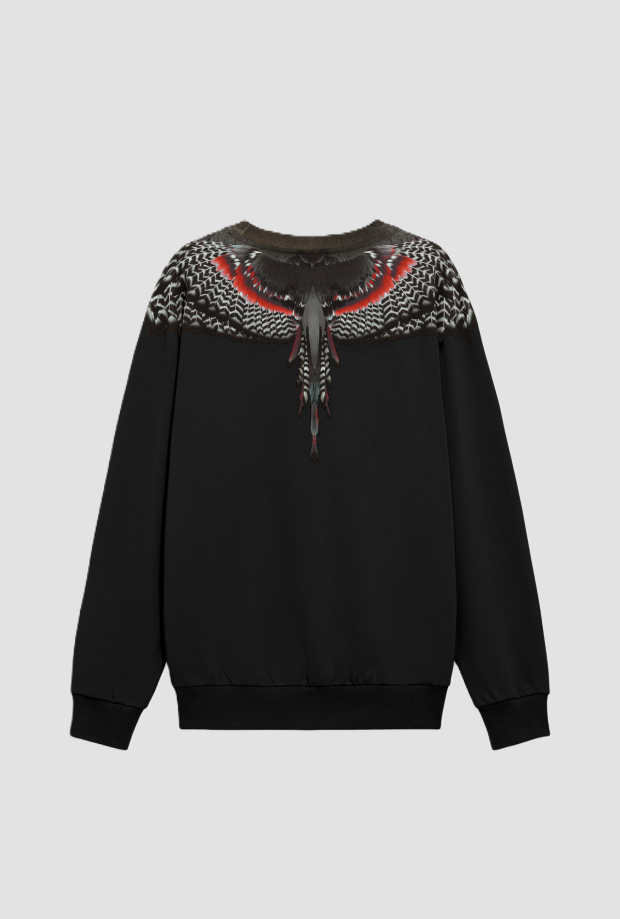 Sweatshirt Flügel Crew Hals schwarz