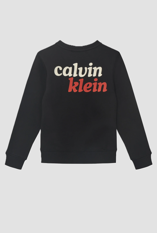 felpa gircollo con logo fronte e retro da bambino nero