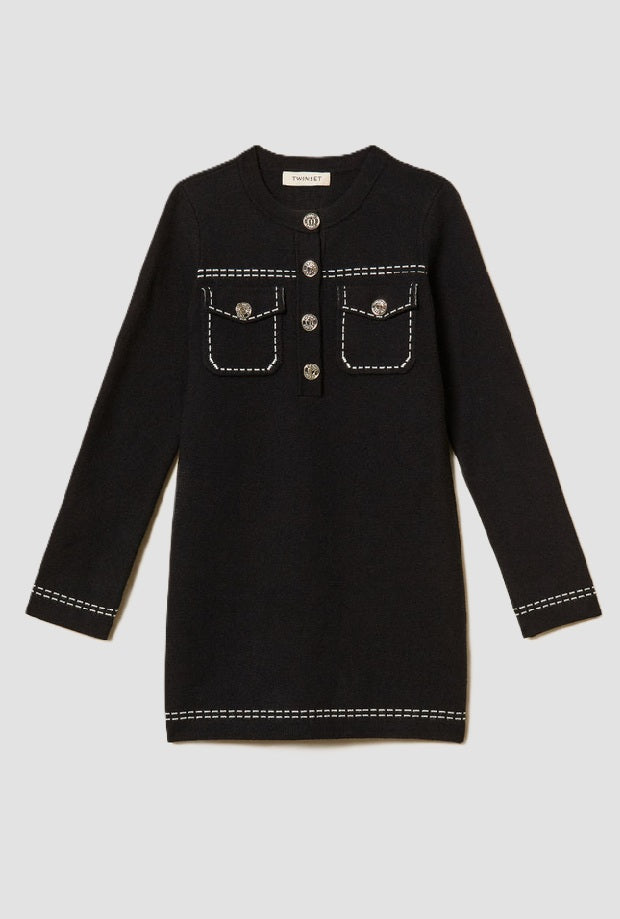 vestido de punto con costura de bebé negro