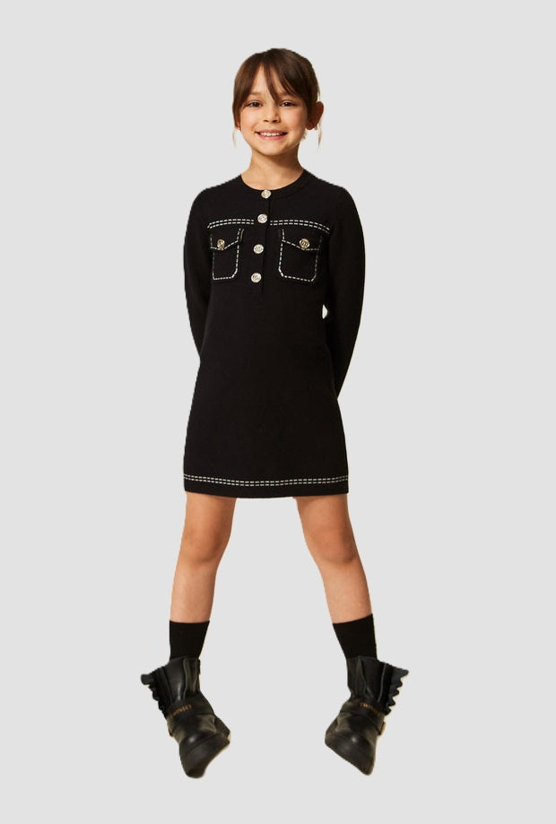 vestido de punto con costura de bebé negro