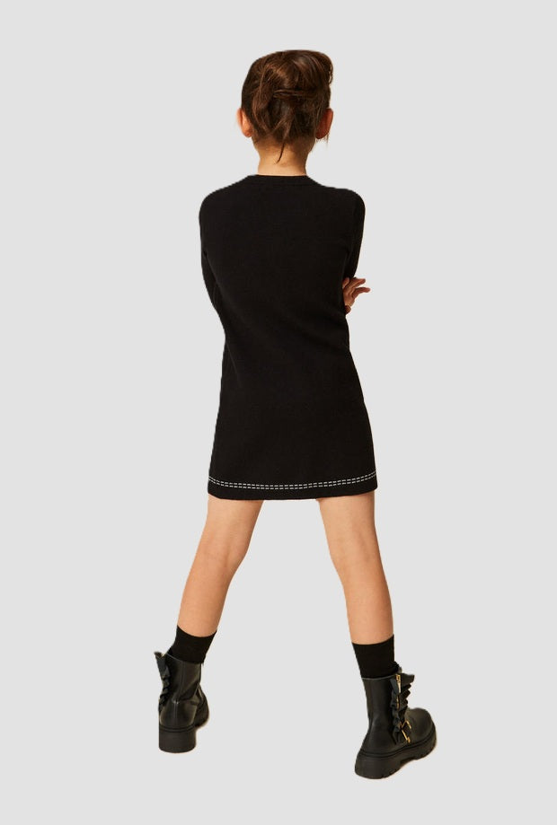 vestido de punto con costura de bebé negro