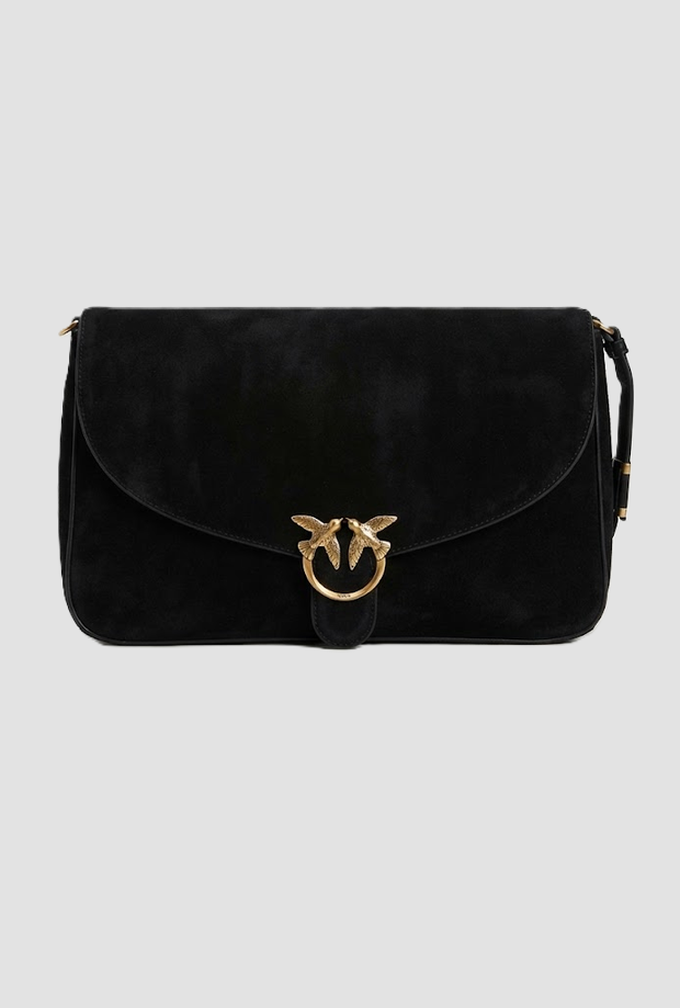 bolsa en suede amor pájaros mujer negro