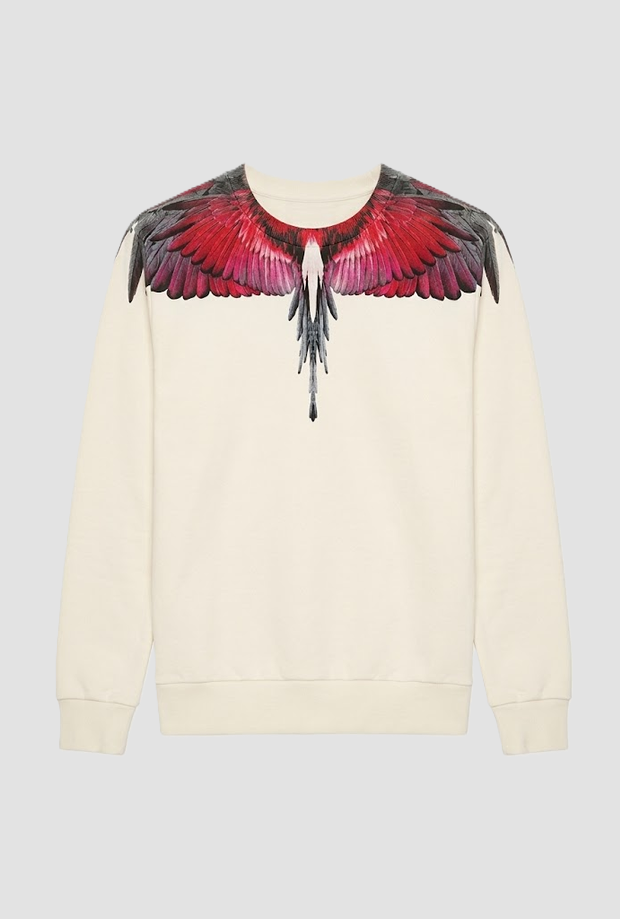 Sweatshirt Flügel Crew Hals weiß-rot Mann